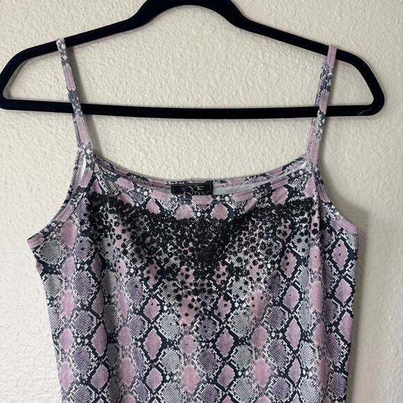 Vintage Y2K Eye Candy Purple Snakeskin Sleeveless Dress Size Medium - Picture 4 of 5